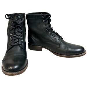 Frye Erin Lug Work Boot Black Leather Lace Up Combat Grunge Witchy Prairie sz. 7